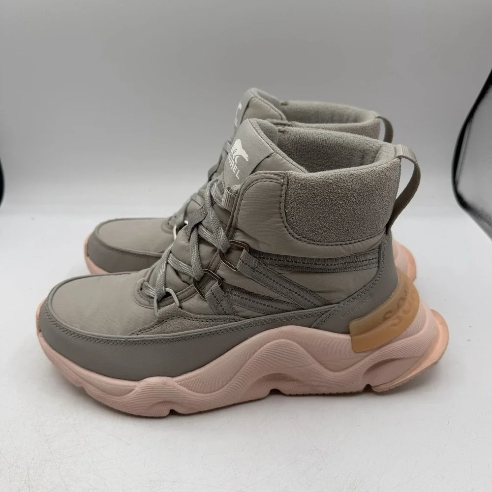 Sorel Kinetic RNEGD Caribou Shoes Womens 7.5 Grey/Pink Waterproof Boots Sneakers